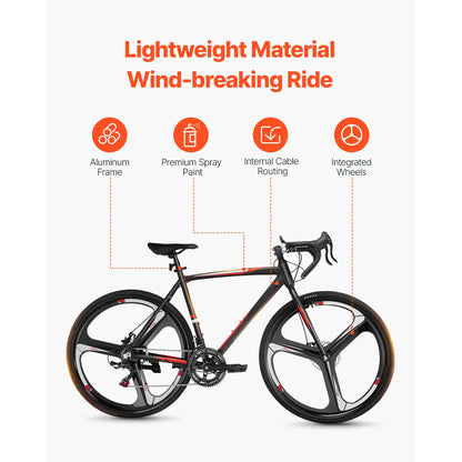 SucceBuy Road Bike 700C Wheels Racing Bike 14 Speeds Drivetrain City Commuter Road Bicycle Urban Adult Sport Bike w/Aluminum All