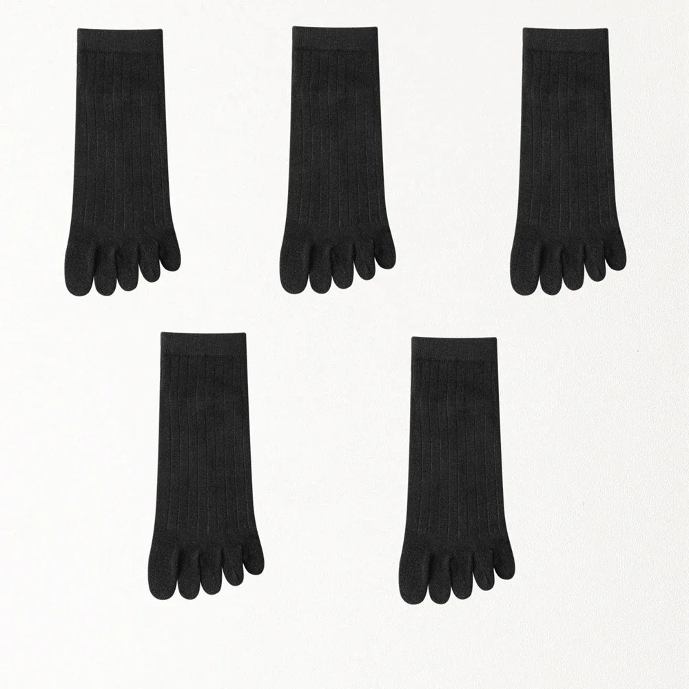 5 Pairs of Men's Summer Five-Toe Socks, Thin Cotton Toe Socks, Low-Cut Ankle Sports Socks