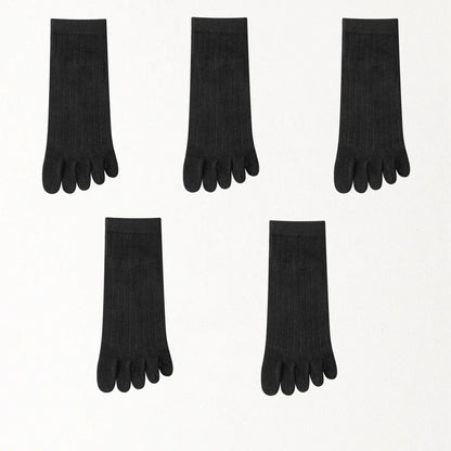 5 Pairs of Men's Summer Five-Toe Socks, Thin Cotton Toe Socks, Low-Cut Ankle Sports Socks