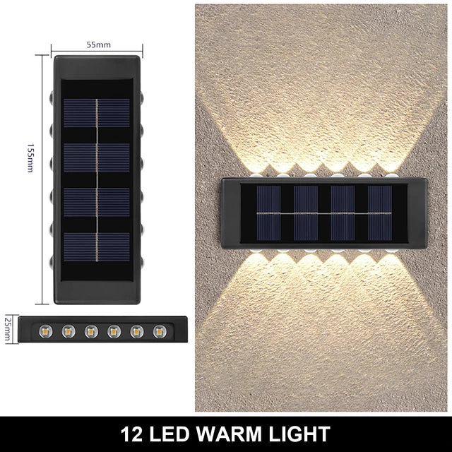 Solar LED Light, Outdoor Waterproof Wall Lamp, Dusk to Dawn Fence Up And Down Luminous Lighting  for Summer Garden Yard Porch