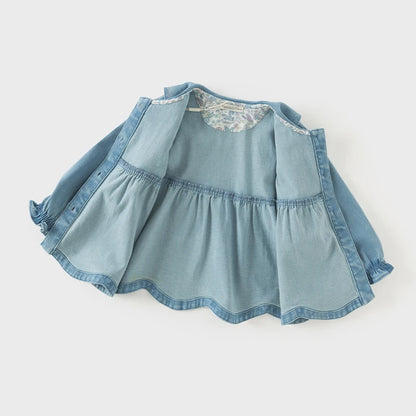 Dave Bella Spring Denim Jacket for Girls Long Sleeve Autumn Bloust Coat Children Casual Outdoor Cloak Coat DB3241442