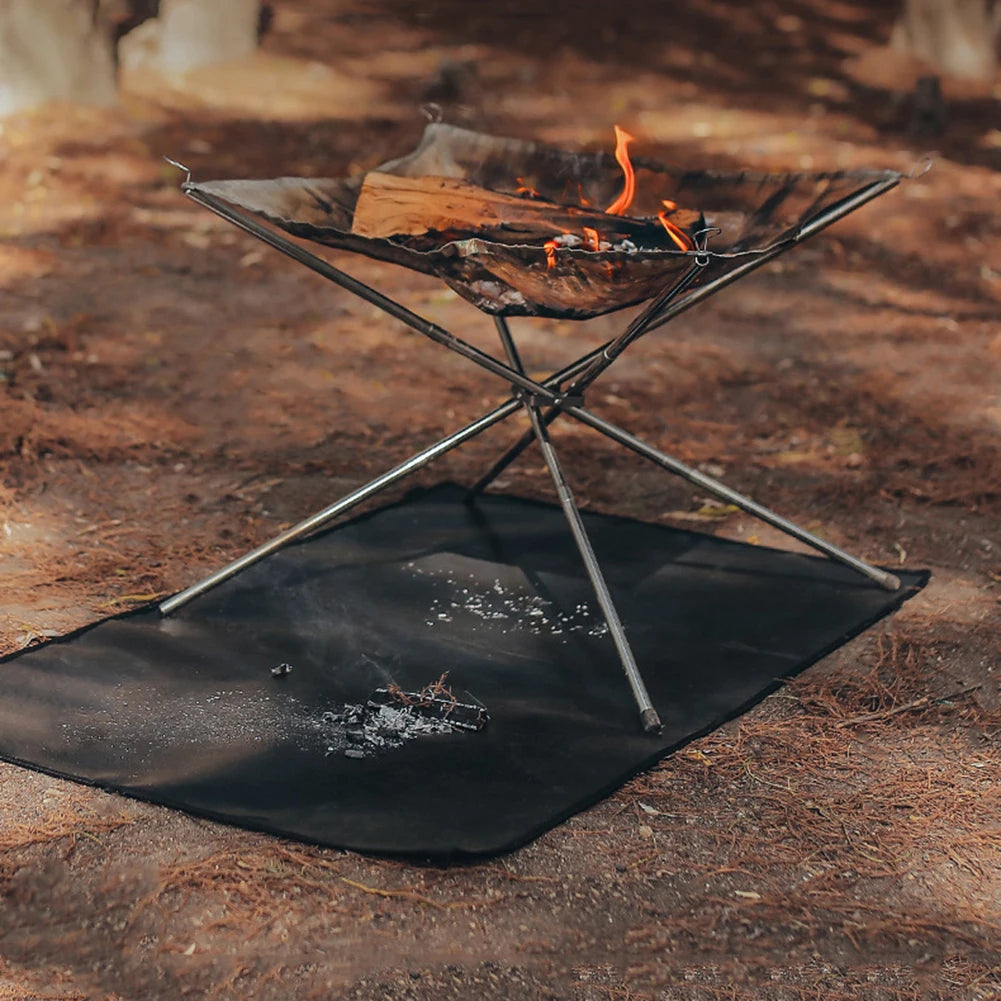 Outdoor Camping Fireproof Grill Mat Heat Insulation Fiberglass Ember Mat High Temperature Flame Retardant Protective Cloth