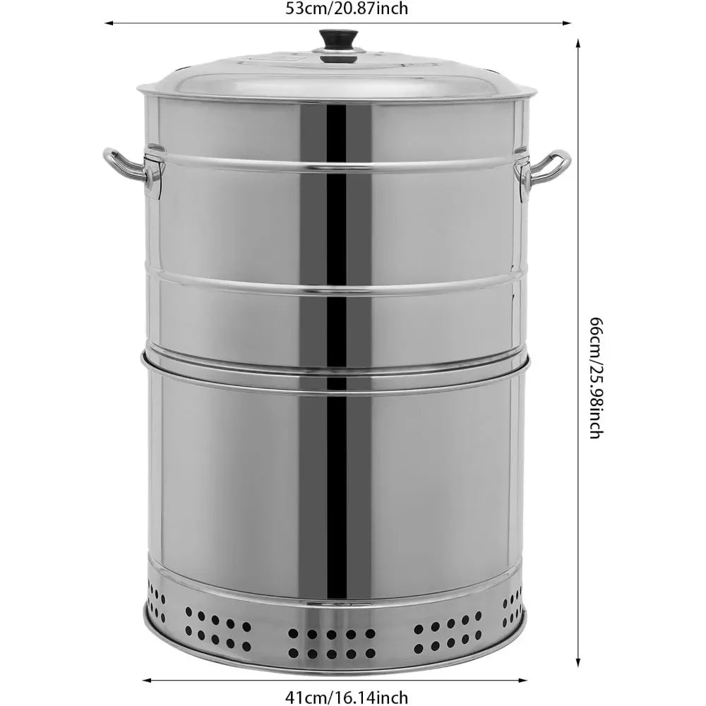 Large Portable Smokeless Charcoal Grill - 360° Stainless Steel BBQ Barrel with 50 Skewers, for Camping,Picnics&Backyard Cooking