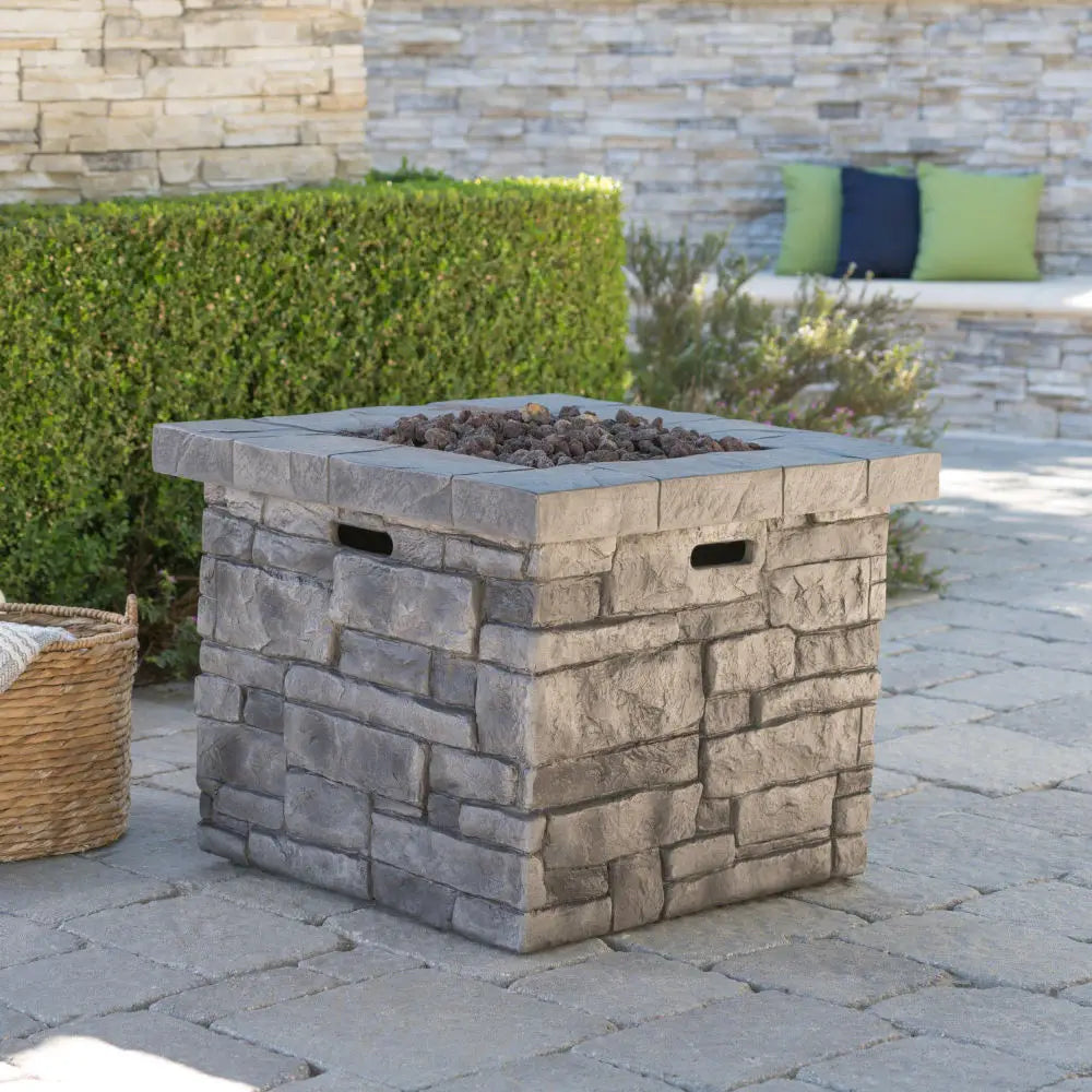 40000 BTU Square Outdoor Fire Table, 30” Grey MgO Propane Gas Fire Pit for Patio Deck Yard Warm Heating