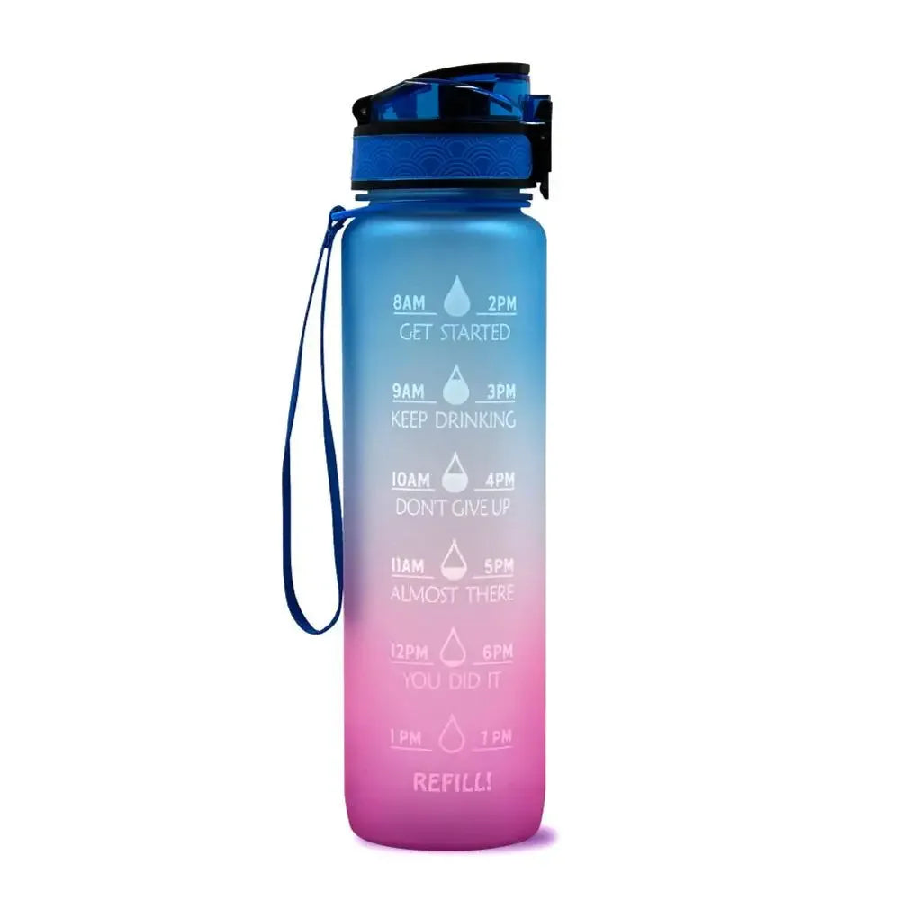 1L Sports Water Bottle Straw Cup 1 Litro with Time Maker Leak-Proof Free Frosted Cup For Outdoor Sports Drinking Bottle