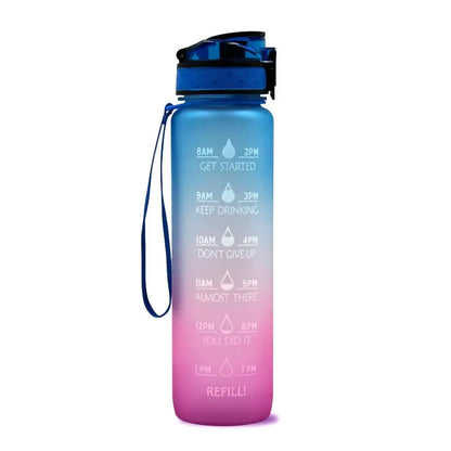 1L Sports Water Bottle Straw Cup 1 Litro with Time Maker Leak-Proof Free Frosted Cup For Outdoor Sports Drinking Bottle