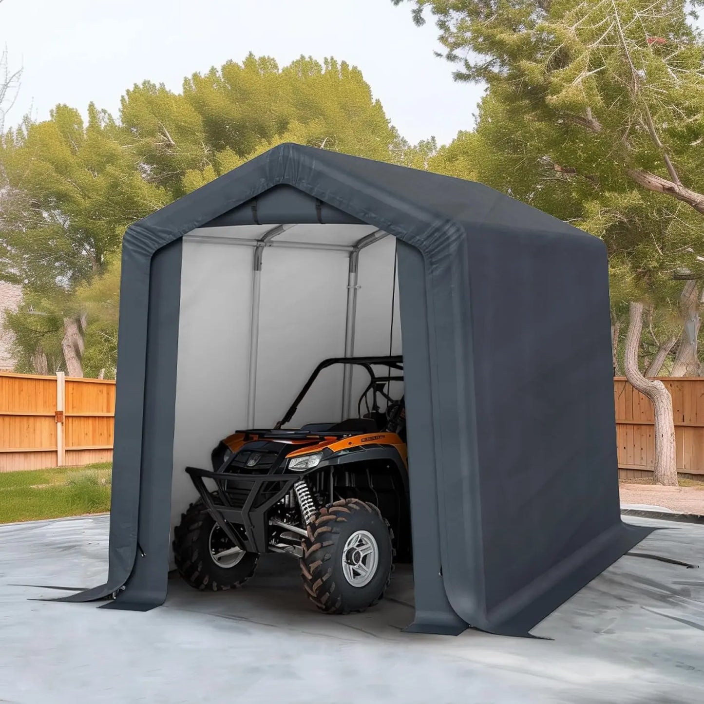 Heavy Duty 6x10ft Motorcycle Storage Shed Small Carport Outdoor Anti-Snow Portable Canopy Shelter with 2 Doors Customized