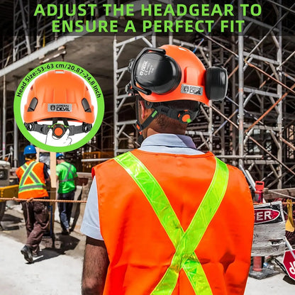 Hard Hat Safety Helmet with Visor, Ear Muffs & Vents for Men/Women, ANSI Z89.1 Certified for Construction