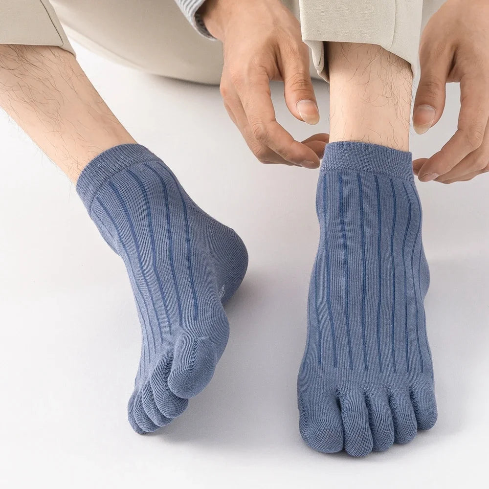 5 Pairs of Men's Summer Five-Toe Socks, Thin Cotton Toe Socks, Low-Cut Ankle Sports Socks