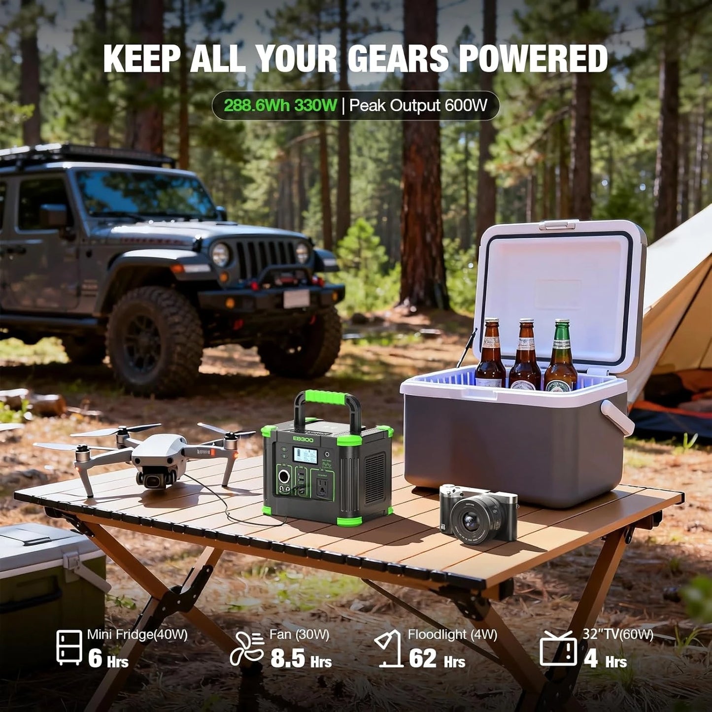300W Portable Power Station with 100W Portable Solar Panel, 288.6Wh USB-C PD60W 300W Pure Sine Wave Solar, Customized