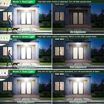Solar Outdoor Light Motion Sensor, 3500LM 286 LED Security Flood Lights with Visual Battery&Mode Display, 3 Lighting Modes, IP65