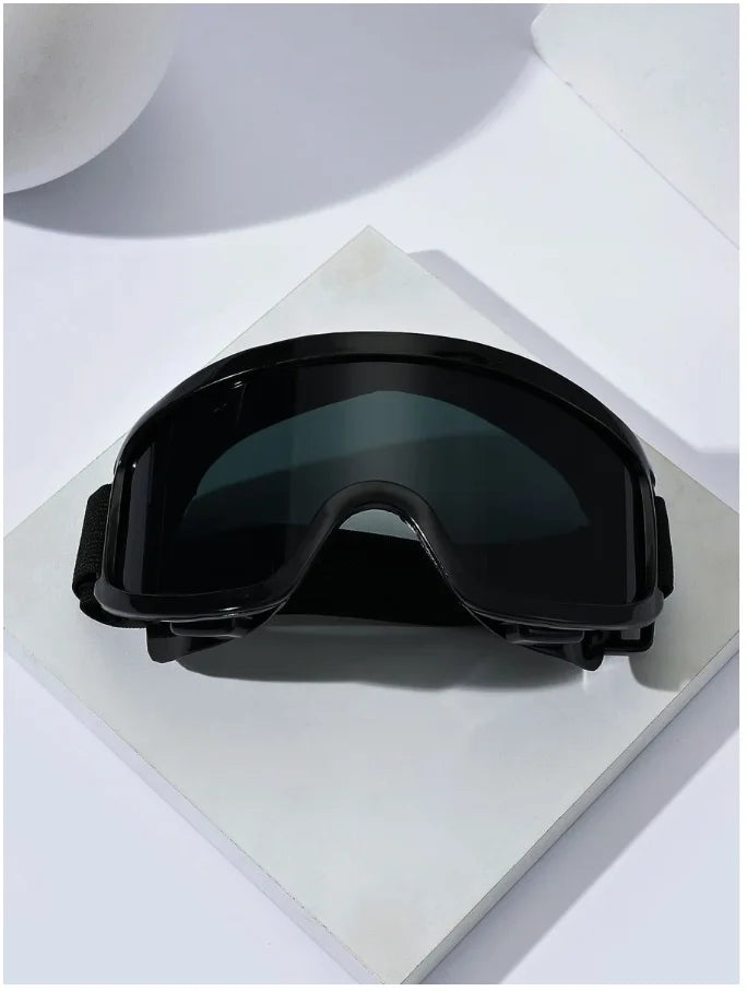 Flexible all-black oversized ski goggles, suitable for skiing, cycling, adventure, motorcycle, off-road, dustproof, washable, ou