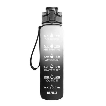 1L Sports Water Bottle Straw Cup 1 Litro with Time Maker Leak-Proof Free Frosted Cup For Outdoor Sports Drinking Bottle