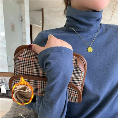Women's Thermal Underwear High Collar Autumn Winter Thickening Solid Soft Long-sleeved T-shirt Pile Collar Warmer Tops For Women