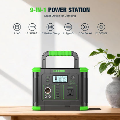 300W Portable Power Station with 100W Portable Solar Panel, 288.6Wh USB-C PD60W 300W Pure Sine Wave Solar, Customized