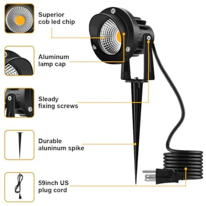 120V LED Landscape Lights 10W 120V Outdoor Landscape Lighting with Ground Spike 3000K Warm White IP65 Waterproof Outdoor Spotli