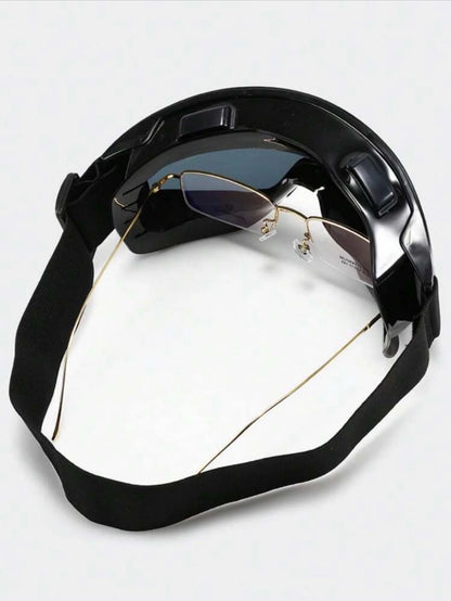Flexible all-black oversized ski goggles, suitable for skiing, cycling, adventure, motorcycle, off-road, dustproof, washable, ou