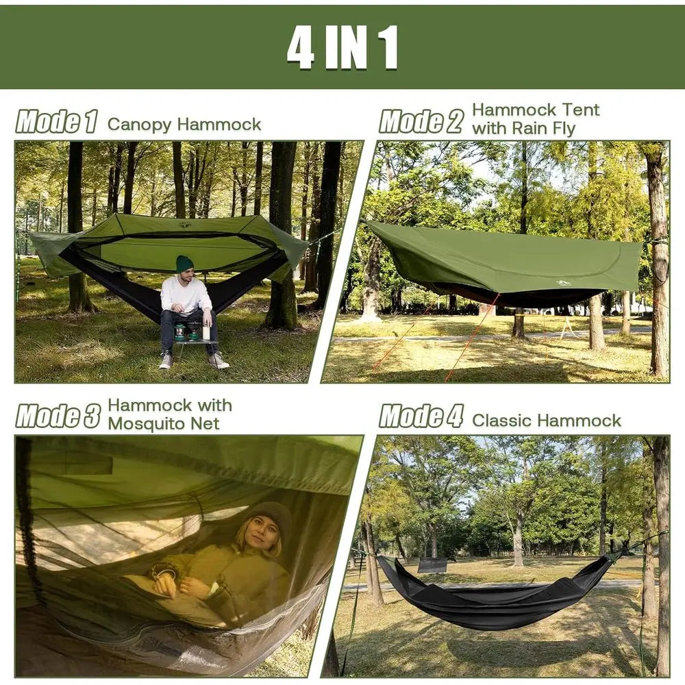 Ultralight Portable 4-in-1 Camping Hammock Tent with Rainfly and Insect Net for Outdoor Adventures