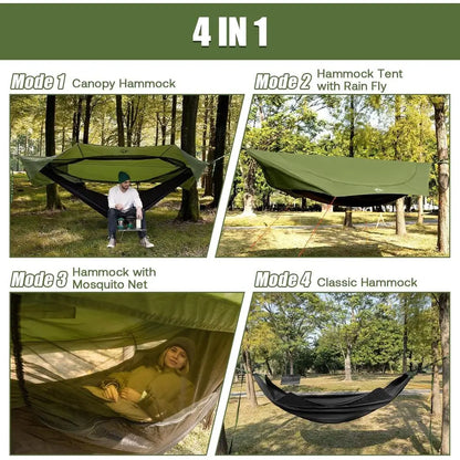 Ultralight Portable 4-in-1 Camping Hammock Tent with Rainfly and Insect Net for Outdoor Adventures
