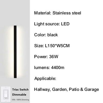 Outdoor Porch Wall Light 10%-100% Smart Triac Dimming Garden Corridor Lighting IP67 Waterproof Sconce Rust-Proof Stainless Steel