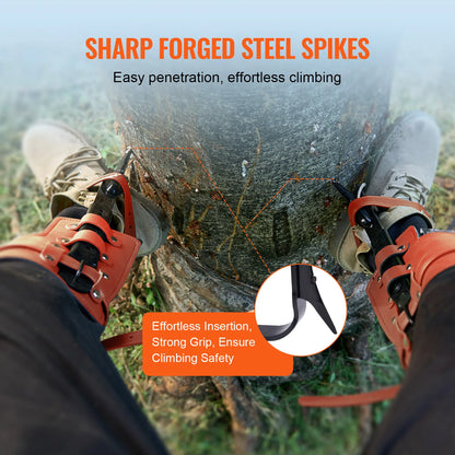 SucceBuy Tree Climbing Spikes Steel Climbing Spurs 350lbs Load Capacity Tree Climbing Gear with Straps and Spike Protectors