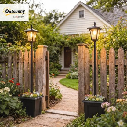 63 Solar Lamp Post Lights 2 Pack Waterproof LED Solar Light Posts with Planter Outdoor Lamps for Patio Backyard Pathway Garden