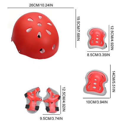7Pcs/Set Kids Ages 3-10 with Wrist Guard and Knee Pads Elbow Pads Adjustable Protective Gear for Toddler Skating Cycling Scooter