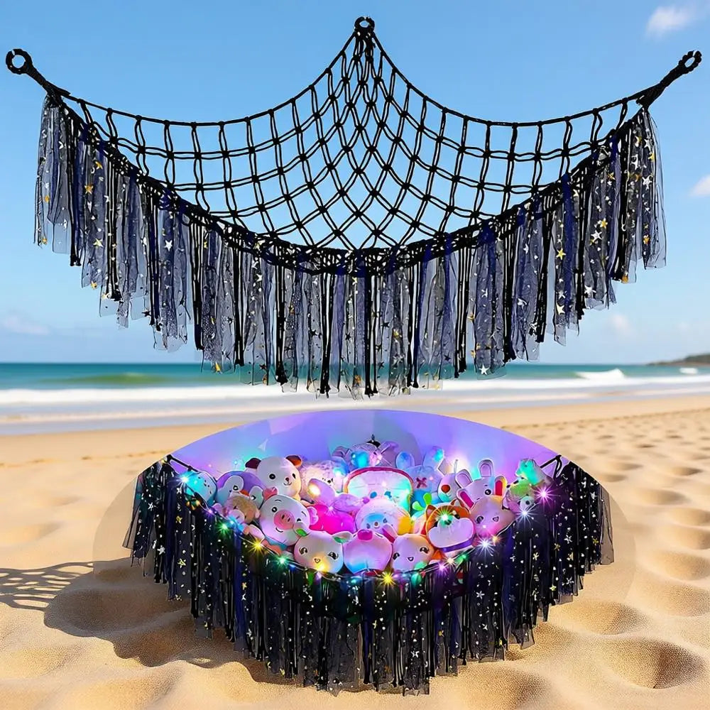 LED Lighted Toy Hammock Organizer for Stuffed Animals, Nursery Décor & Kids' Bedroom