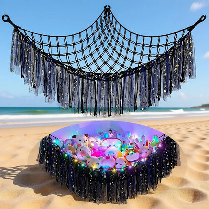 LED Lighted Toy Hammock Organizer for Stuffed Animals, Nursery Décor & Kids' Bedroom