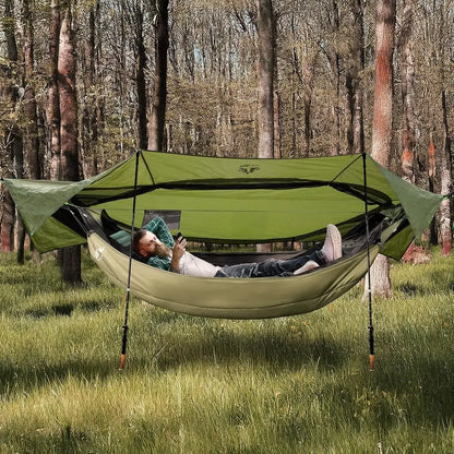 Ultralight Portable 4-in-1 Camping Hammock Tent with Rainfly and Insect Net for Outdoor Adventures