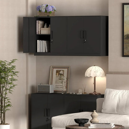 Metal Wall Cabinet,Garage Wall Cabinet with Handle,Lockable Storage Cabinets Wall Mounted with 2 Doors, Customized