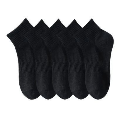 5 Pairs/lot 100% Cotton Men's Socks Spring Autumn Black White Absorption Women's Boat Socks Anti-Odor Breathable Sports Socks