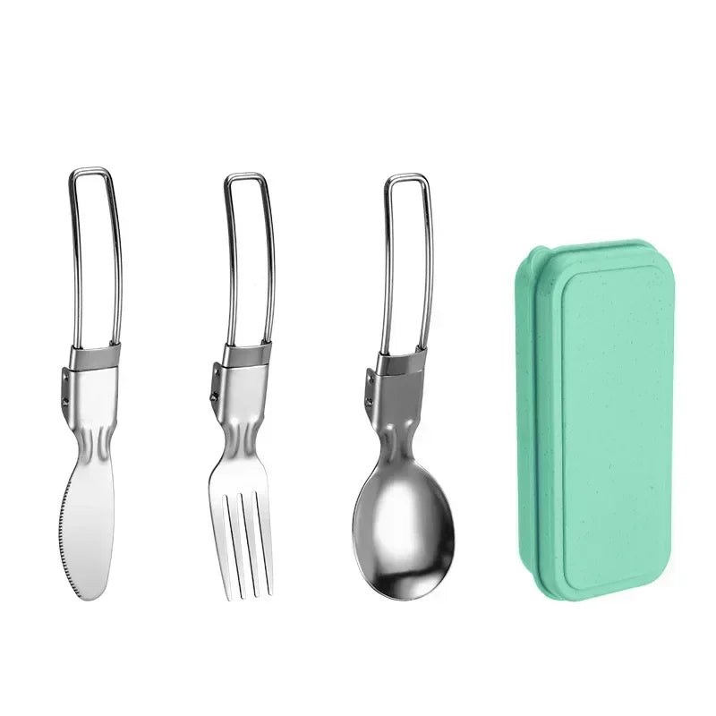1/3PC Mini Portable Outdoor Spoon Fork Tableware Camping Stainless Steel Cutlery Set for Hiking Outdoor Camping Cooking Supplies