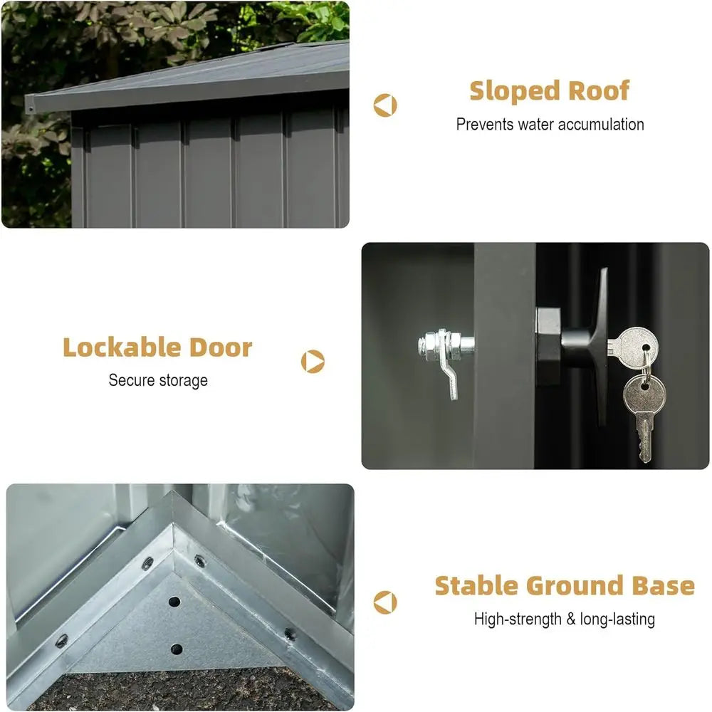 11' x 9' Metal Outdoor Storage Shed with Galvanized Steel, Windows, and Lockable Door for Garden, Tools, or Patio (Gray)
