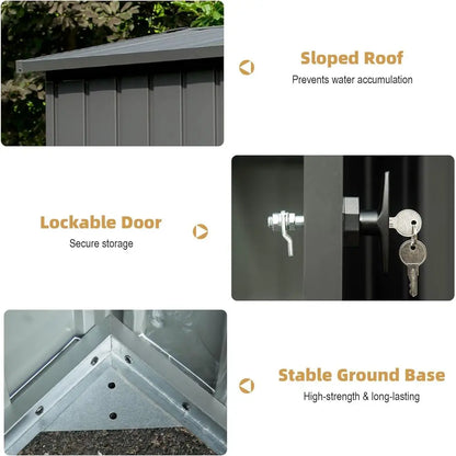 11' x 9' Metal Outdoor Storage Shed with Galvanized Steel, Windows, and Lockable Door for Garden, Tools, or Patio (Gray)