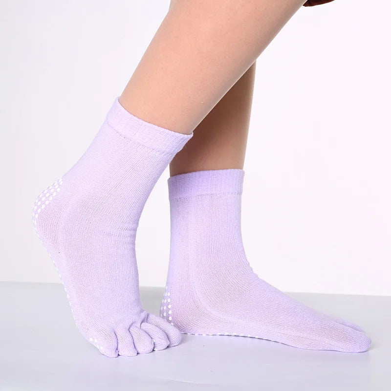 1 Pair Candy-colored Yoga Socks Rainbow Five-toe Split Non-slip Dance Socks Socks for Yoga Dancers