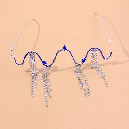 Stonefans Tassel Glasses Frame Women Luxury Retro Sunglasses Bohemian Without Lens Women's Accessories Eyes Glasses Face Jewelry
