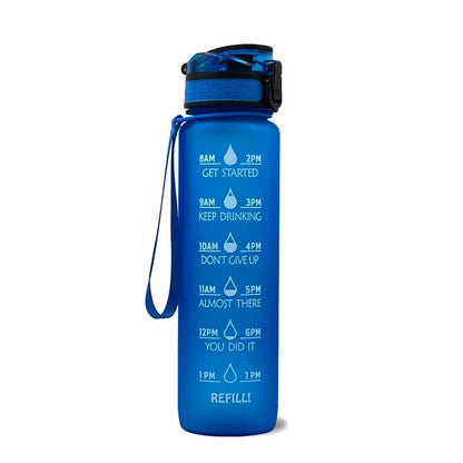 1L Sports Water Bottle Straw Cup 1 Litro with Time Maker Leak-Proof Free Frosted Cup For Outdoor Sports Drinking Bottle