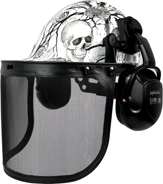 3-in-1 Forestry Safety Helmet with Face Shield, Ear Muffs & Hearing Protection - ANSI Z89.1 OSHA Certified Hard Hat