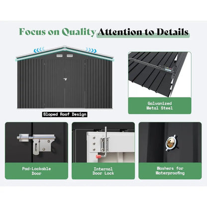12x20x7.2ft Outdoor Metal Storage Shed with 2 Clear Panels, Double Hinged Doors, Windows, and Vents for Backyard Workshop