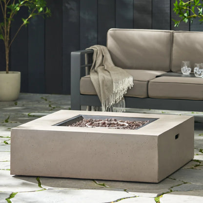 Square MgO Outdoor Fire Table 50000 BTU Propane Gas Fire Pit Heater for Patio Garden Backyard (Tank Cover Not Included)