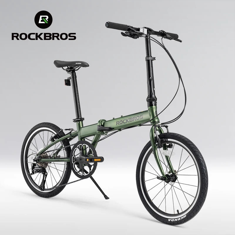 ROCKBROS MBS 20 inch Folding Bike with Shimano RD 8 speed Rear Derailleur Aluminium Alloy V Brake Bicycle Adult Folding Bike