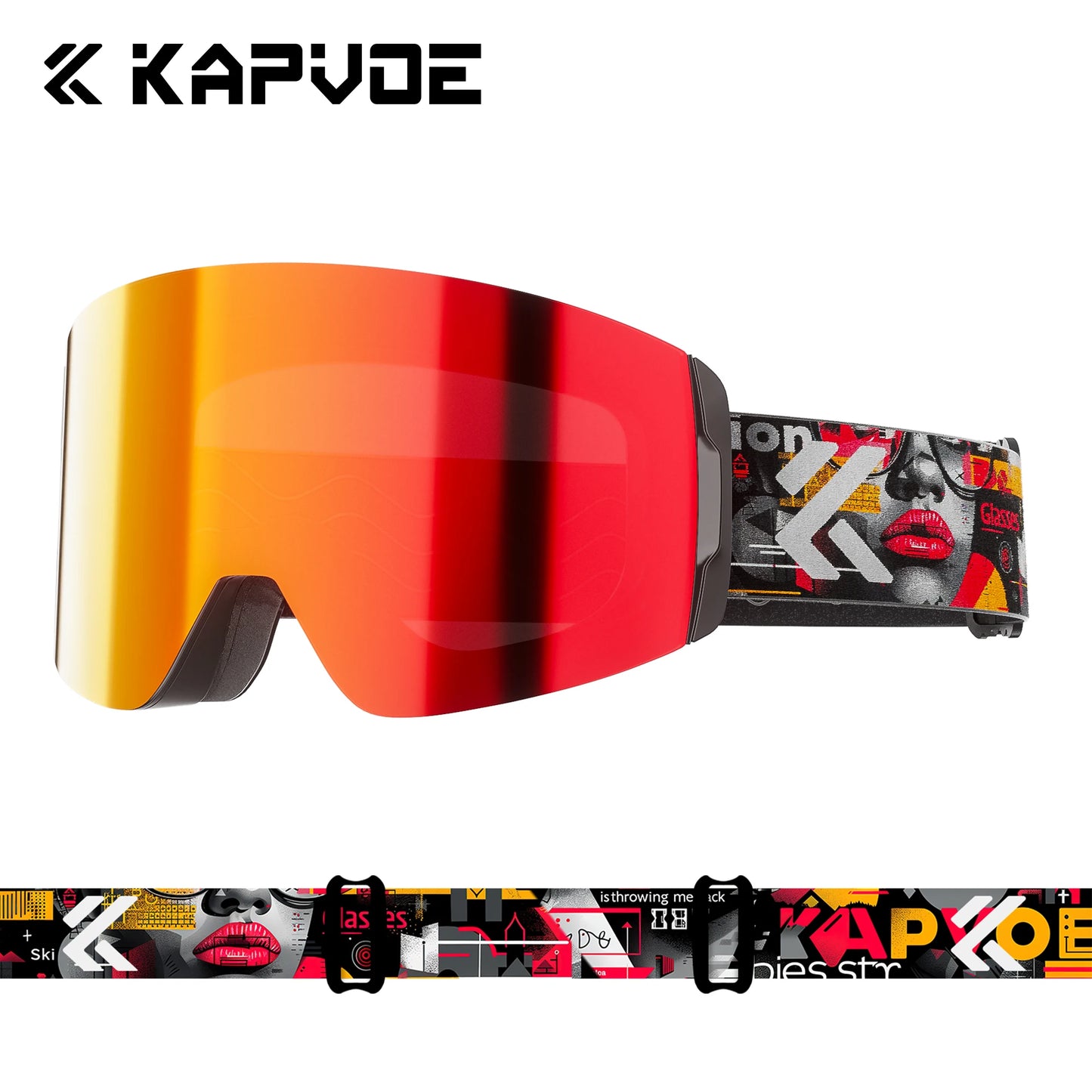 KAPVOE New Photochromic Ski Goggles Snowboard OTG Snow Glasses Magnetic Lens Men Women UV400 Double Layers Lens Anti Fog Skating