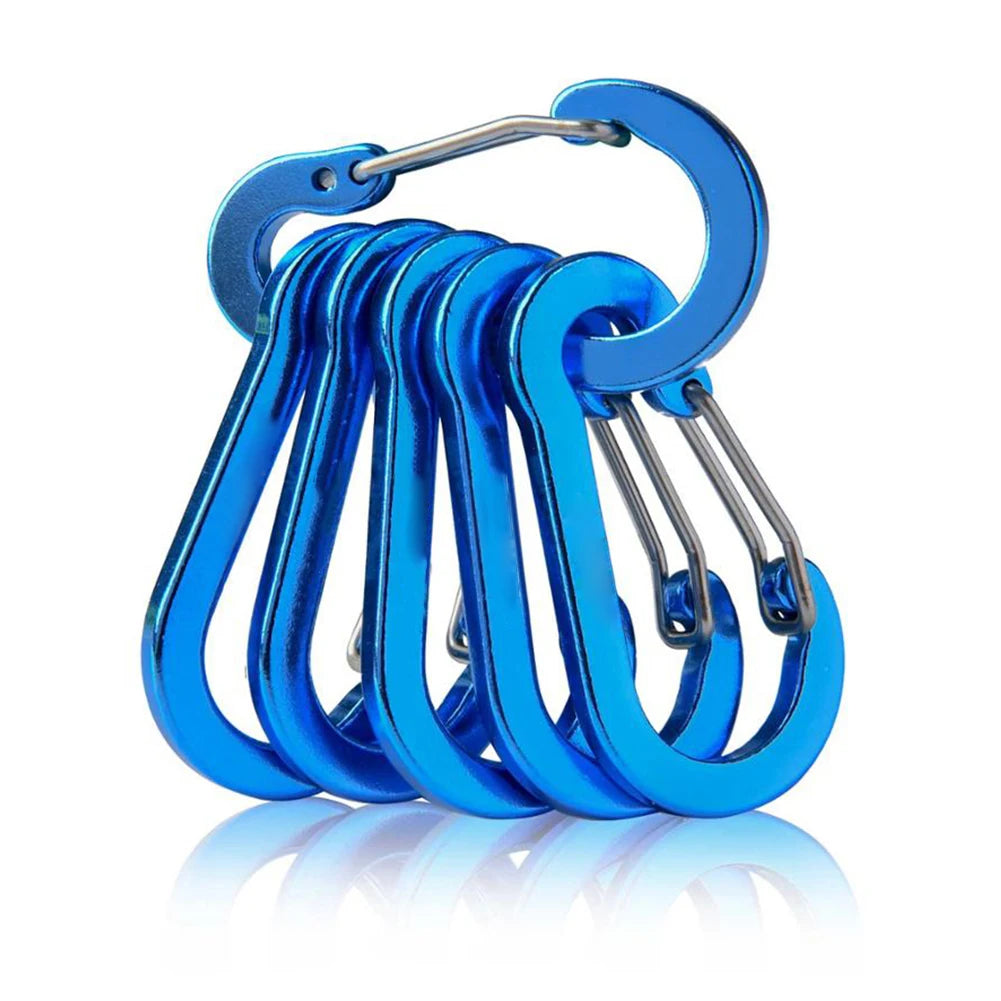 6Pcs Outdoor Carabiner Keychain D Shape Mini Carabiner Buckle Hook Multifunctional Hiking Backpacking Tools