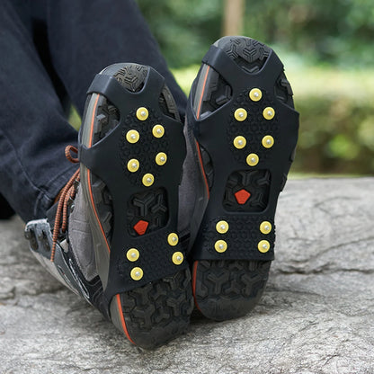 1Pair 10 Teeth Snow Ice Claw Climbing Anti-Slip Ice Grips Shoe Spikes Crampon Cleats Sport Shoes Cover for Walking Hiking Boots