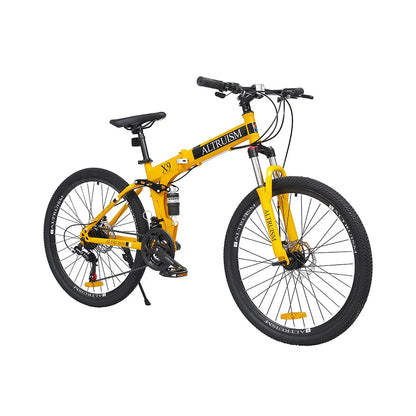 26-Inch Mountain Bike for Men & Women, 21-Speed Dual Suspension Bicycle with Adjustable Disc Brakes, High Carbon Steel Frame