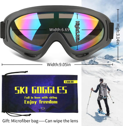 2 Pack Snow Goggles for Men & Women - UV Protection, Anti-Scratch, Dustproof Ski Gear