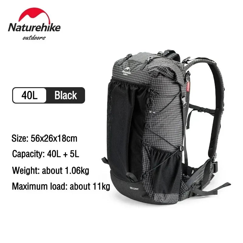 Naturehike Hiking Backpack Outdoor Sports Bag 60+5L Large Capacity Ergonomic Design Backpack Camping Travel Waterproof Bagpack