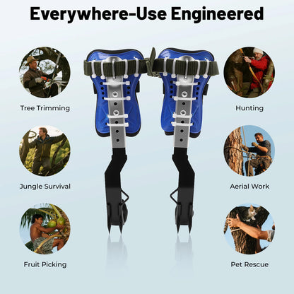 Tree Climbing Spikes Set Adjustable Q235 Steel 330lbs Load Capacity With Safety Rope Belt And Anti Skid Pedal Hunting Outdoor