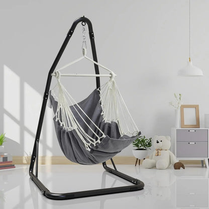 Heavy Duty Steel Hammock Chair Stand with 360 Hook, Supports 330lbs for Indoor Outdoor Use